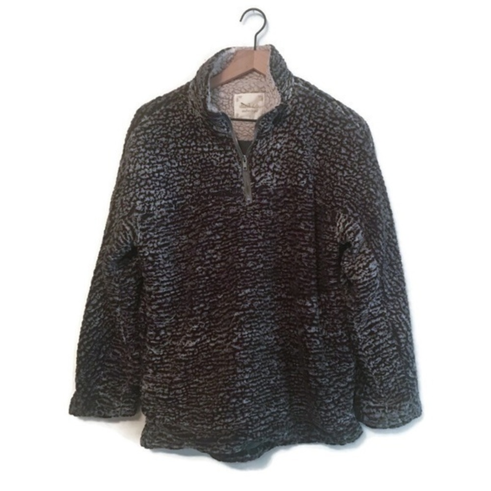 Altar’d State Charcoal Sherpa Lined Half Zip Pullover Sweater Womens Size Small